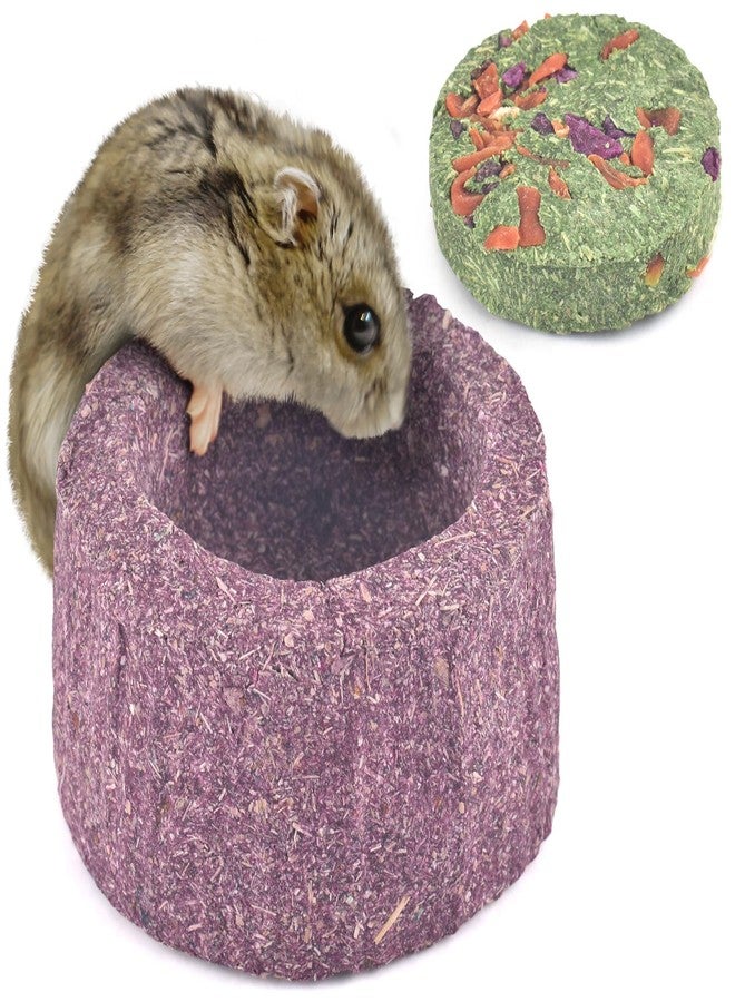 ERKOON 100% Edible Premium Timothy Hay Chew A Bowl for Rabbits, Chinchilla Treats, Chew Toys for Teeth Guinea Pigs and Mice (Purple) - Image 1
